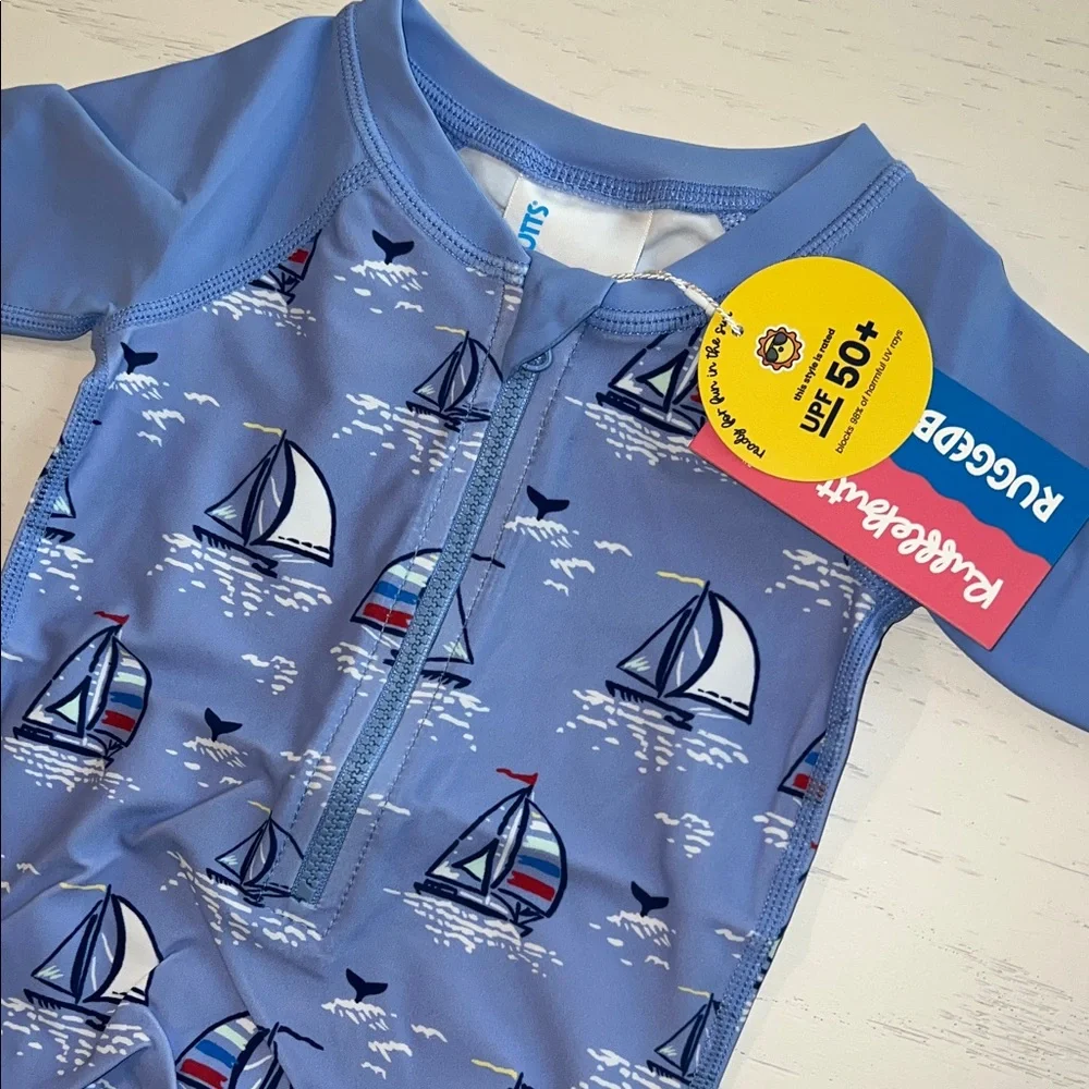 Ruggedbutts Baby Boy Sailboat Nautical Rashguard Swim 0-3 3-6 6-12 months